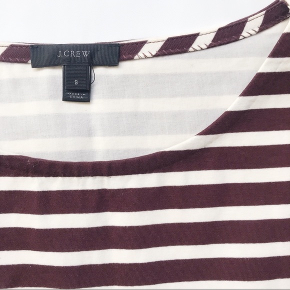 J.Crew Bell Sleeve Top, Maroon Cream Stripe, Small - Picture 2 of 4